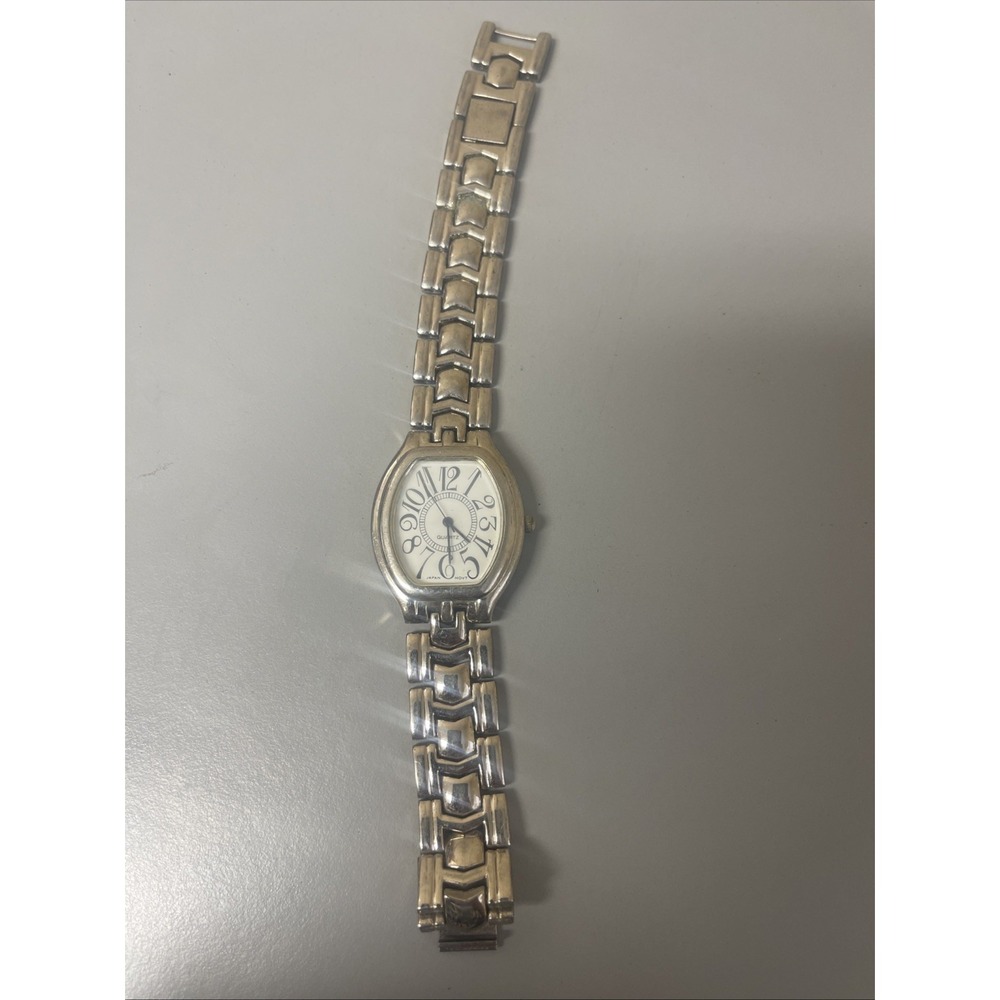Ladies Avon Classic Homage White Dial Silver Tone Case Link Band Analog Watch L5